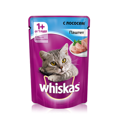 Whiskas для кошек паштет с лососем 85 гр.